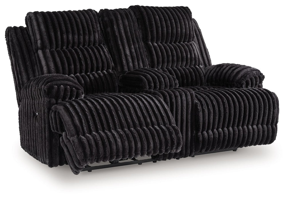 Rhine Falls - Onyx - Double Reclining Power Loveseat With Console