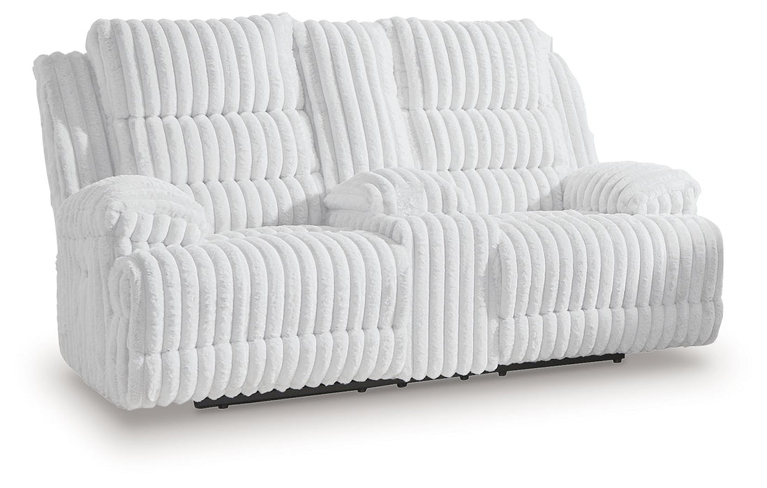 Rhines Falls - Alloy - Double Reclining Power Loveseat With Console