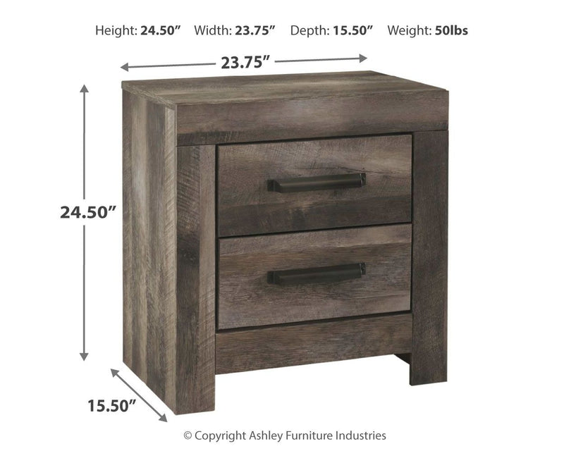 Wynnlow - Two Drawer Night Stand - Gray