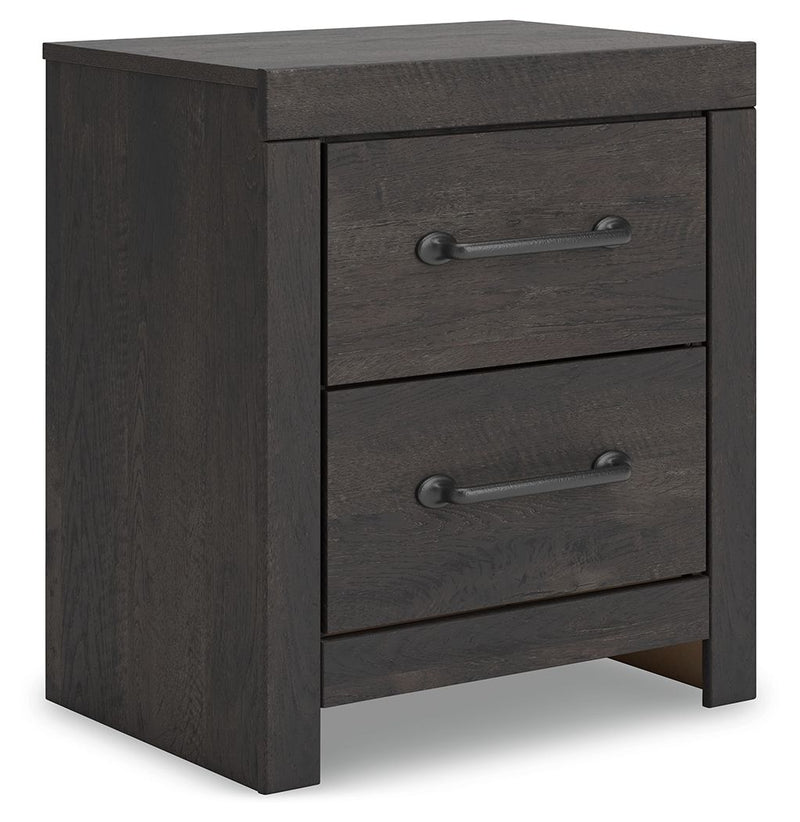Hollivern - Two Drawer Night Stand - Dark Gray