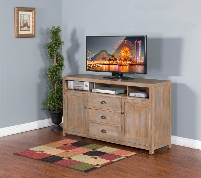 Durango - Entertainment Wall (Base & 2 Piers) - Light Brown
