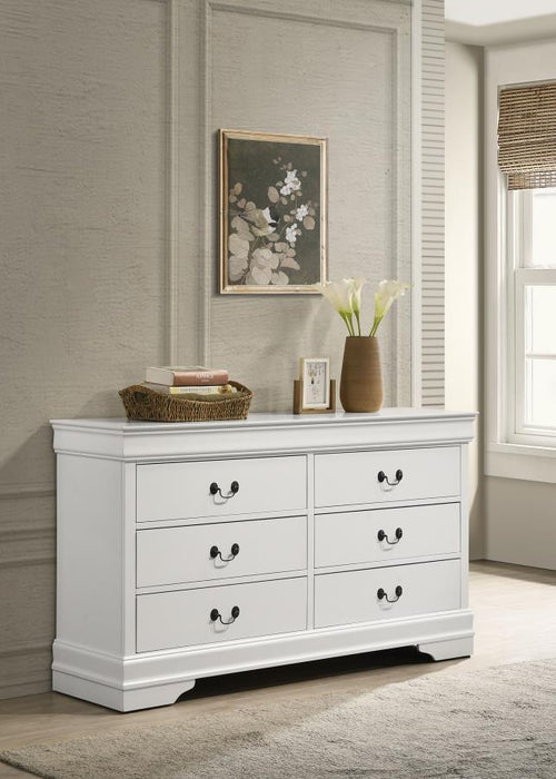 Louis Philippe - 6-Drawer Dresser - White