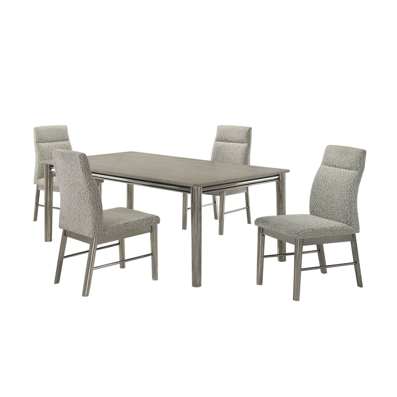 Lennox - 5 Piece Set - Dining Table With 4 Chairs - Gray / Silver