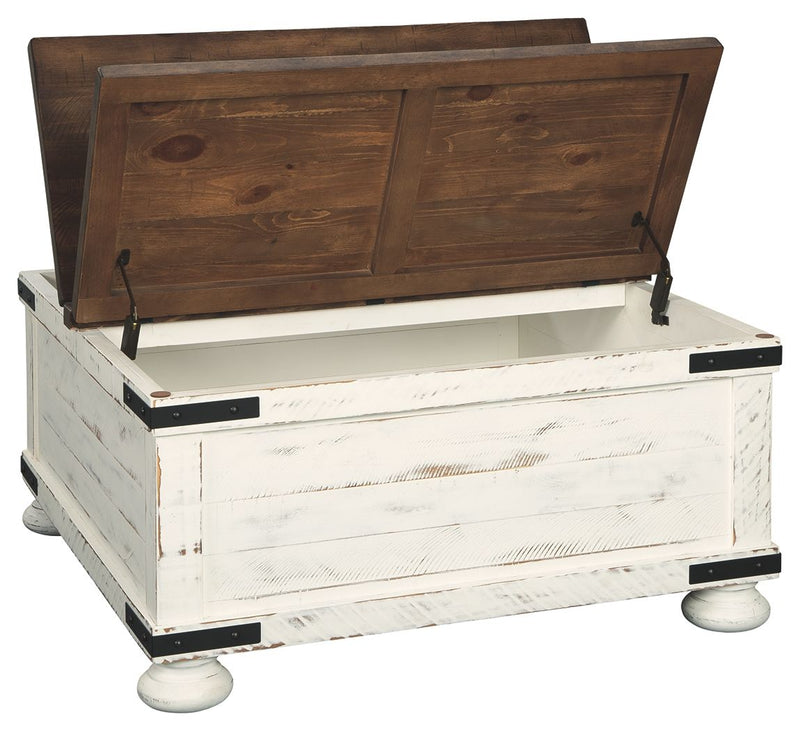 Wystfield - Cocktail Table with Storage - White / Brown