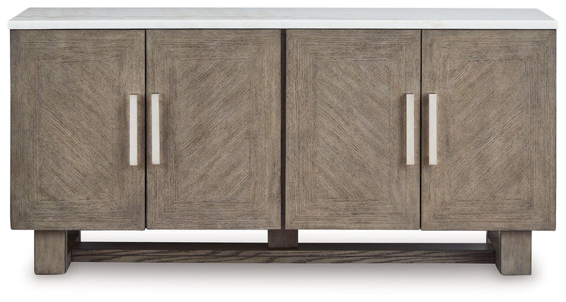 Loyaska - Extra Large TV Stand - Grayish Brown / White