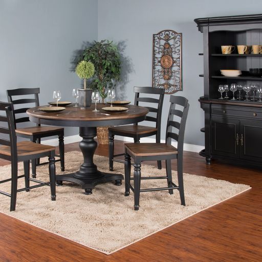 Bourbon County - Ladderback Chair With Wood Seat - Dark Brown / Black