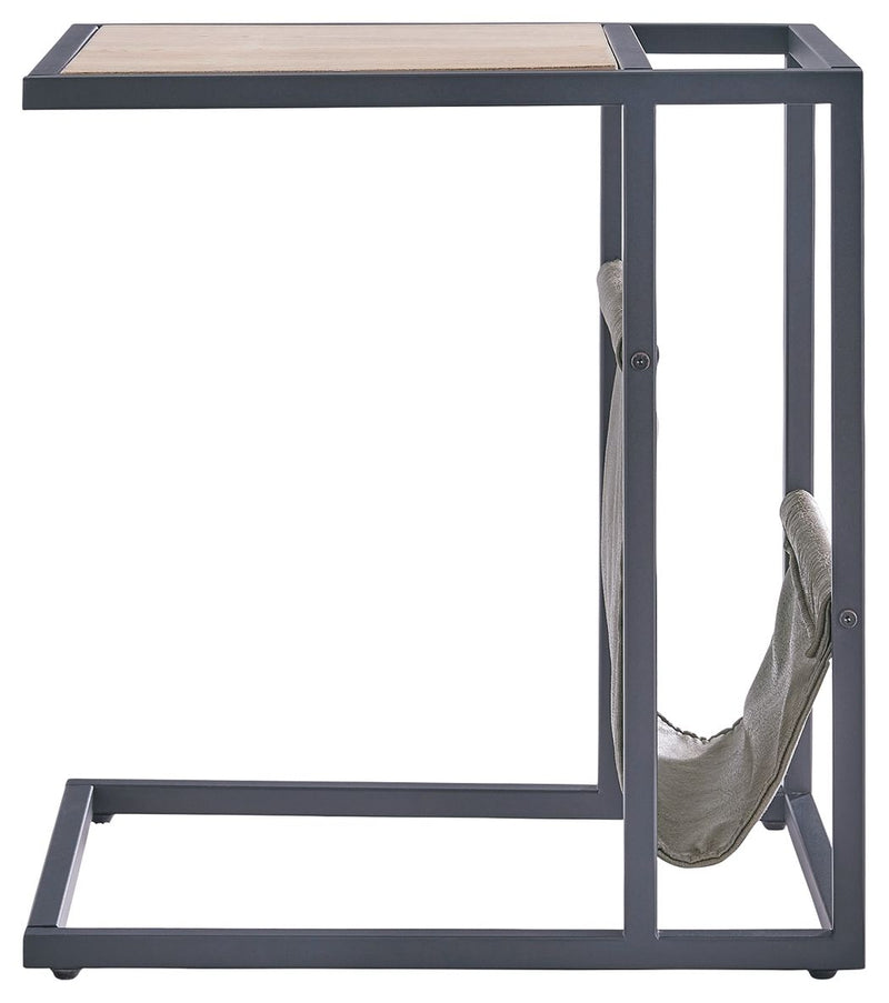 Freslowe - Chair Side End Table with Magazine Basket - Light Brown / Black