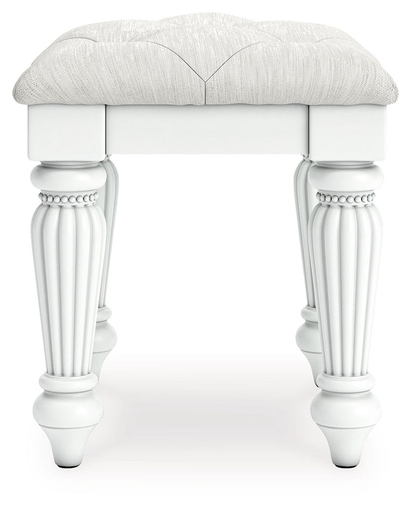 Kozlani - Vanity Upholstered Stool - White