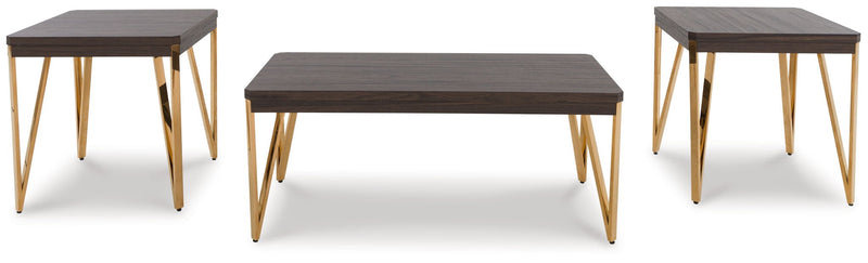 Bandyn - Occasional Table Set (Set of 3) - Brown / Champagne