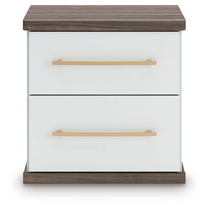 Kendanport - Brown / White - Two Drawer Night Stand