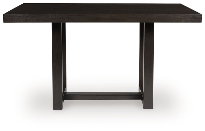 Neymorton - 5 Pc. - Rectangular Dining Room Counter Table, 4 Barstools - Dark Grayish Brown