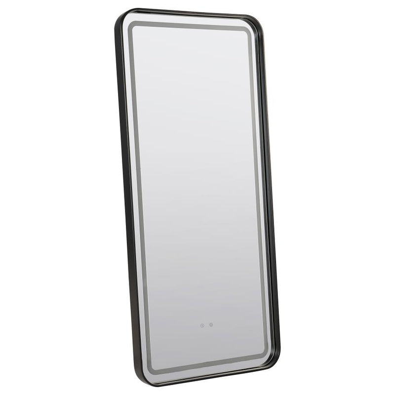 Glendora - Led Standing Mirror With Bluetooth Speaker - Black