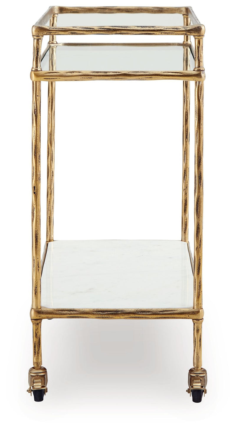 Plattfield - Bar Cart - Antique Gold Finish