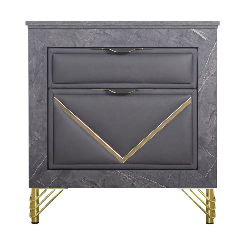 Symmetry - 2 Drawer Nightstand - Charcoal