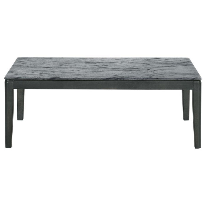 Mozzi - Rectangular Faux Marble Coffee Table - Gray And Black