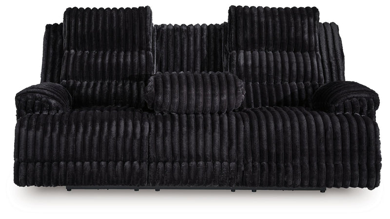 Rhine Falls - Reclining Power Sofa With Drop Down Table - Onyx