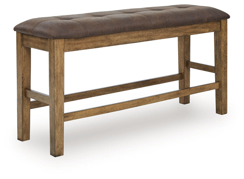 Urbinforte - Double Counter Height Upholstered Bench - Light Brown