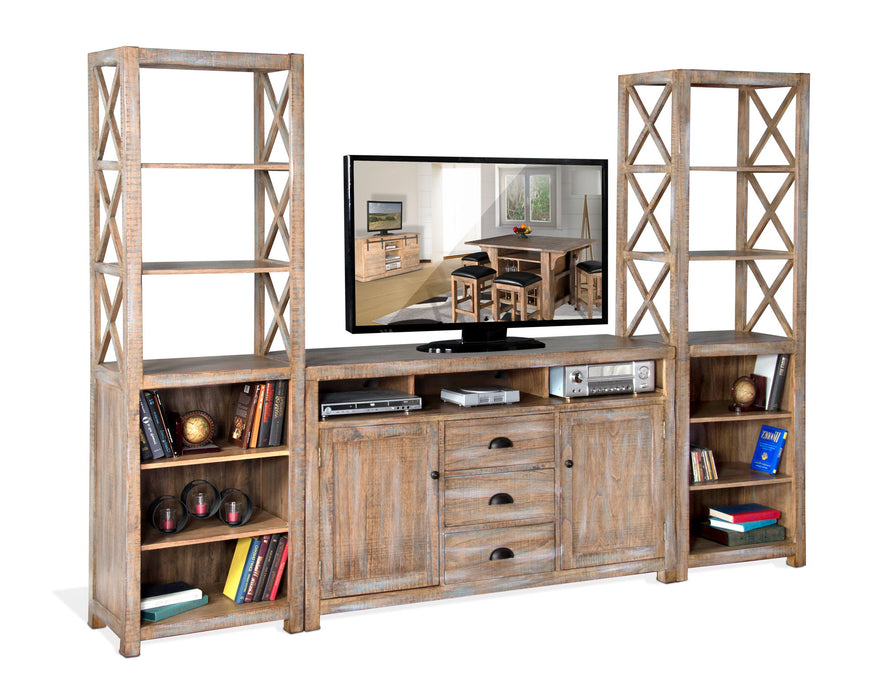 Durango - Entertainment Wall (Base & 2 Piers) - Light Brown
