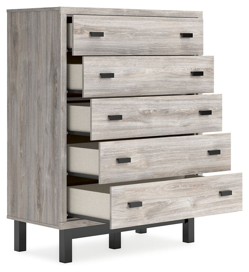Vessalli - Five Drawer Wide Chest - Black / Gray