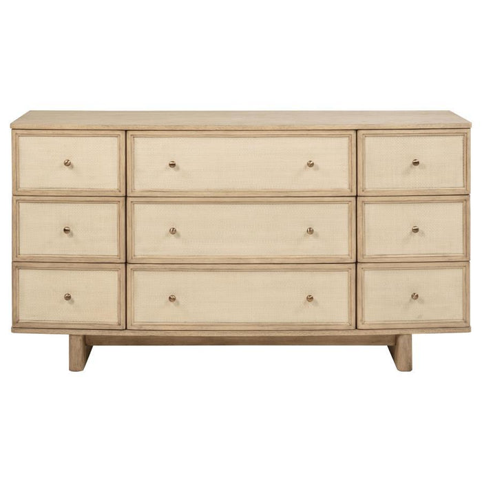 Kailani - 9-Drawer Dresser Cabinet - Beige Oak