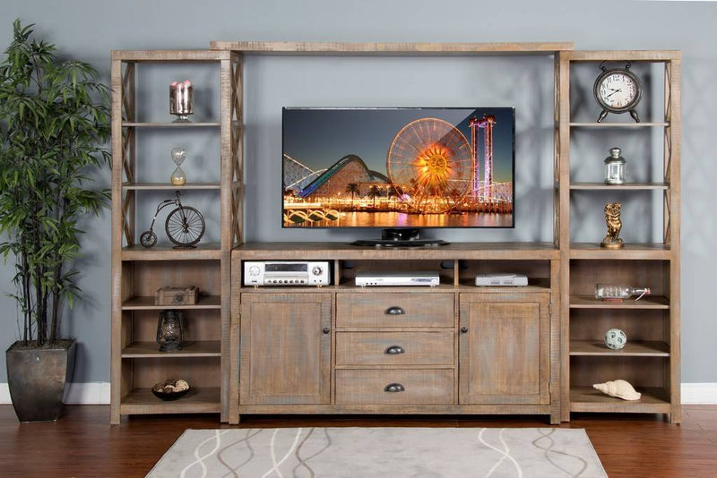 Durango - Entertainment Wall (Base & 2 Piers) - Light Brown