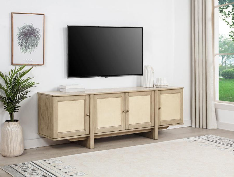 Kailani - 79" 4-door Cane TV Stand Media Console - Beige Oak
