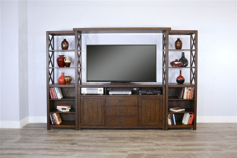 Homestead - Entertainment Wall (Base & 2 Piers) - Dark Brown