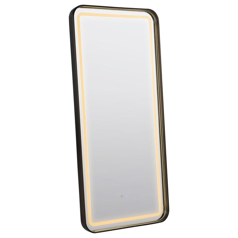 Glendora - Led Standing Mirror With Bluetooth Speaker - Black