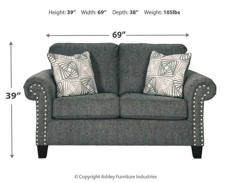Agleno - Loveseat - Charcoal