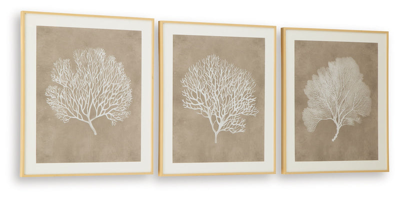 Hendridge - Wall Art Set (Set of 3) - Taupe / White