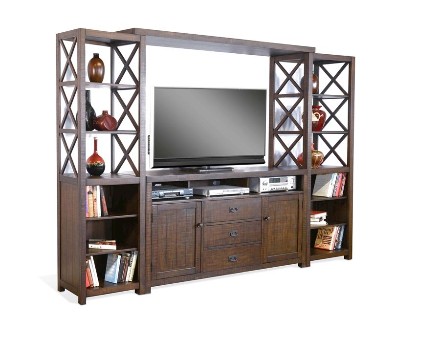 Homestead - Entertainment Wall (Base & 2 Piers) - Dark Brown