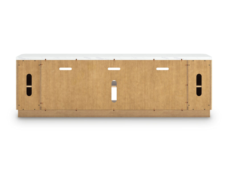 Camdill - XL TV Stand With Fireplace Option - Light Brown