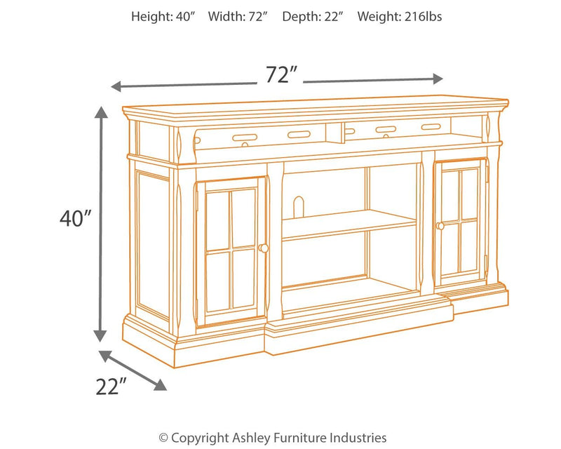 Roddinton - XL TV Stand w/Fireplace Option - Dark Brown