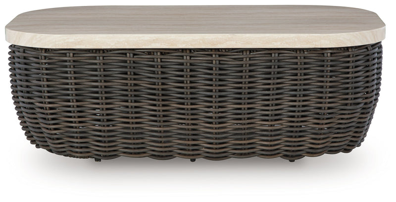 Kimora - Rectangular Cocktail Table - Beige / Dark Brown