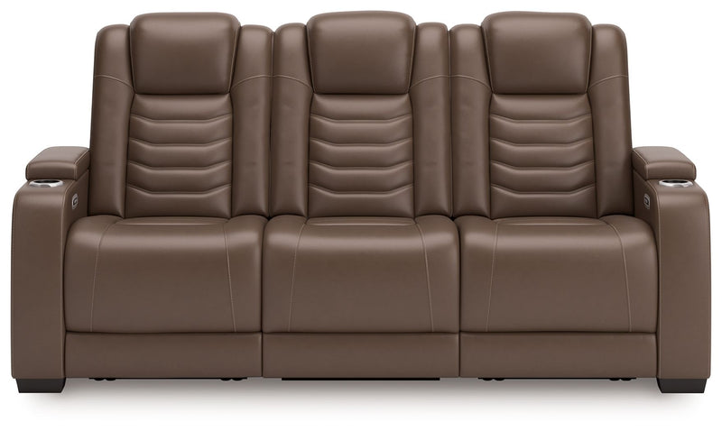 High Impact - Power Reclining Sofa / Adj Headrest - Tobacco