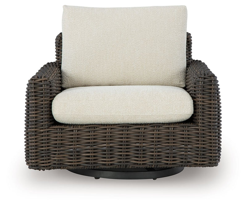 Kimora - Swivel Glider Lounge With Cushion - Beige / Dark Brown