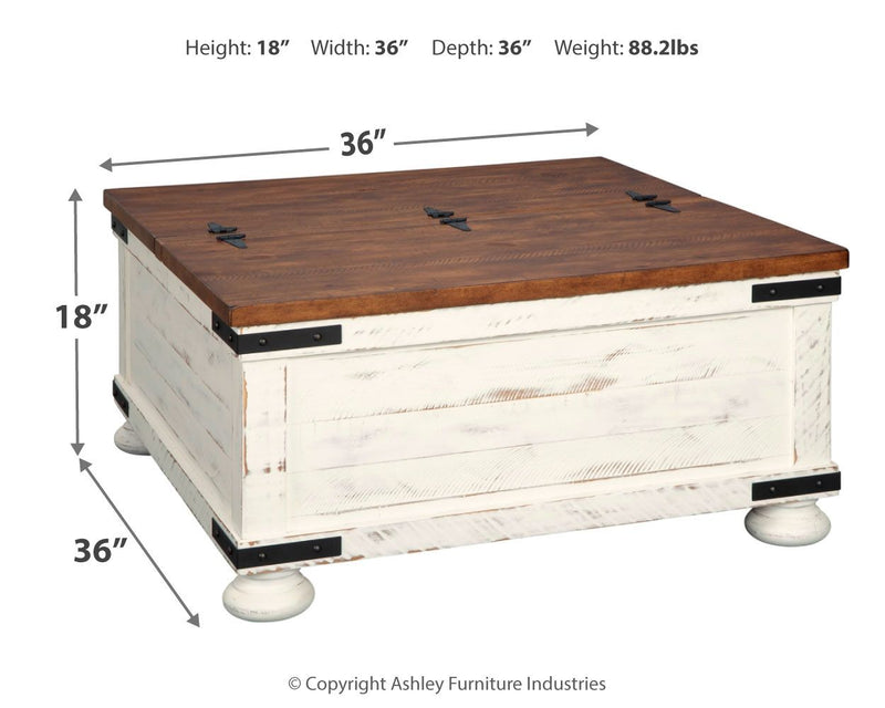 Wystfield - Cocktail Table with Storage - White / Brown