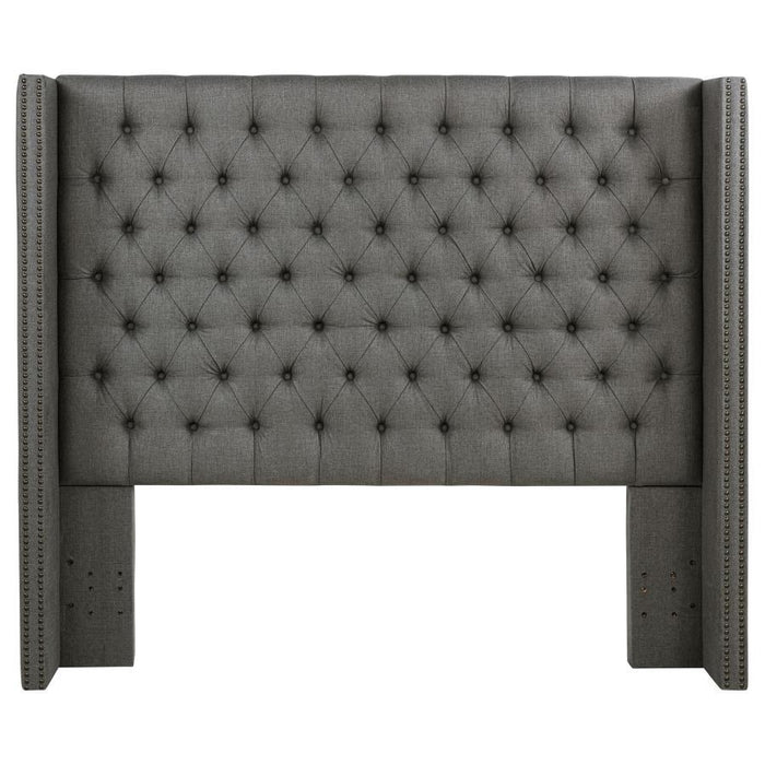 Bancroft - Upholstered Eastern King Wingback Headboard - Gray