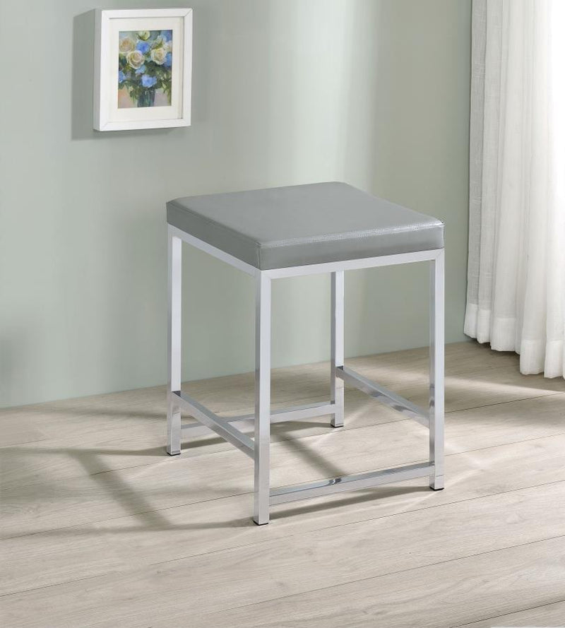 Umbridge - Upholstered Square Padded Cushion Vanity Stool - Light Gray