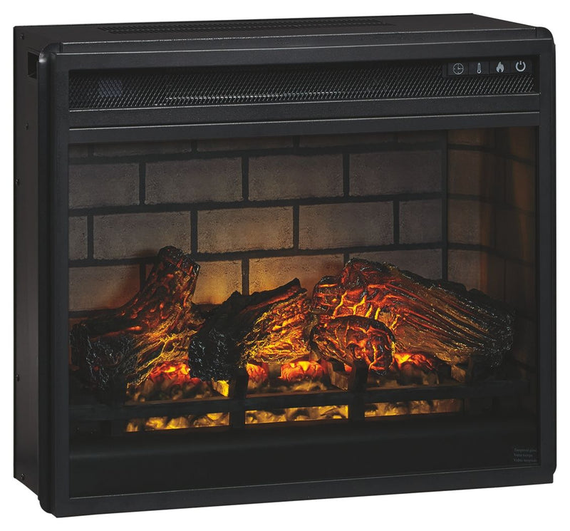 Willowton - 2 Pc. - TV Stand with Faux Firebrick Fireplace Insert - Whitewash