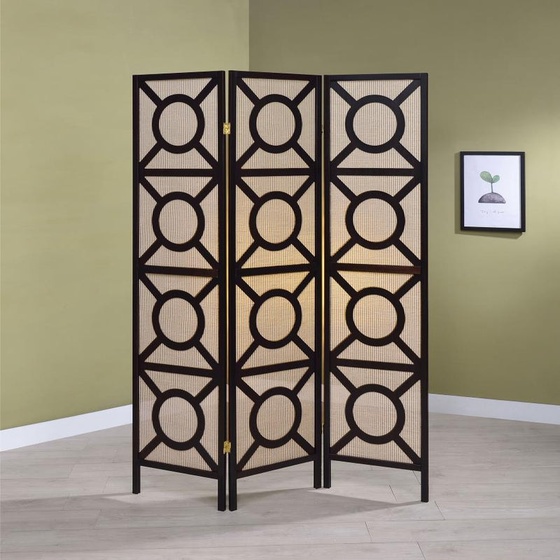 Vulcan - 3 Panel Room Divider Folding Shoji Screen - Cappuccino