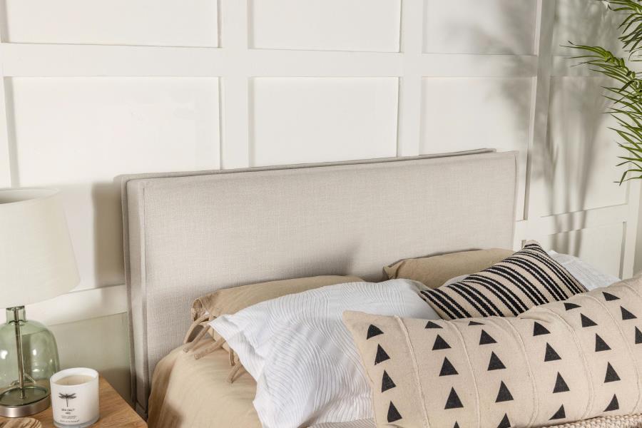 Izzy - Upholstered Queen Or Full Panel Headboard - Sand