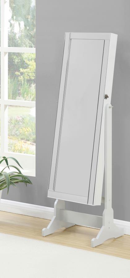 Yvonne - Cheval Mirror With Jewelry Storage - Dove Gray